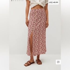 Mango Printed Button Skirt Size Small